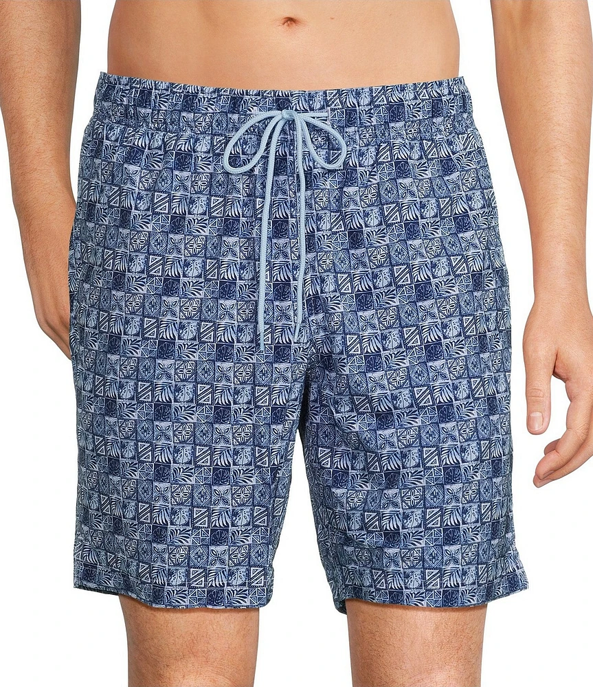 Caribbean Big & Tall Batik Geo 8#double; Inseam Swim Trunks