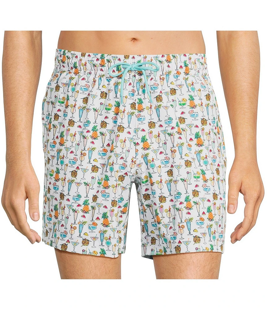 Caribbean Big & Tall Beach Drinks 6#double; Swim Trunks