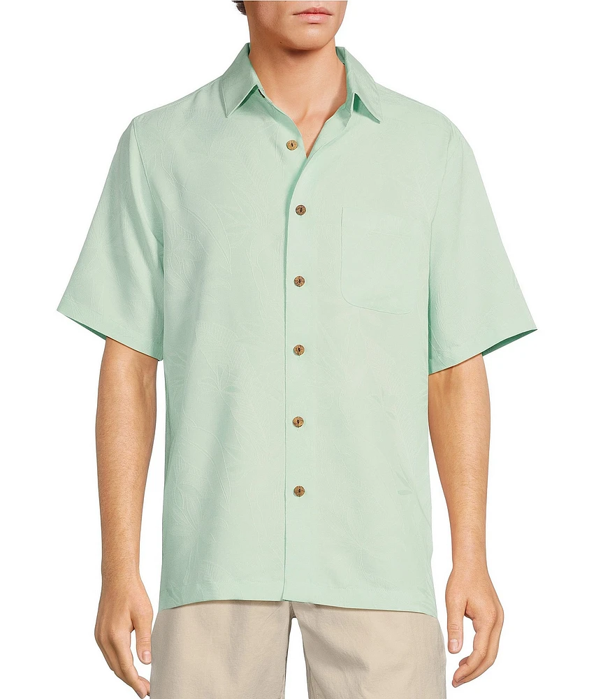 Caribbean Big & Tall Bird of Paradise Textured Short Sleeve Woven Shirt