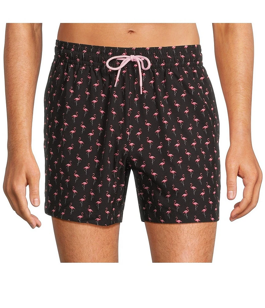 Caribbean Big & Tall Mini Flamingo 5#double; Cabana Swim Trunks