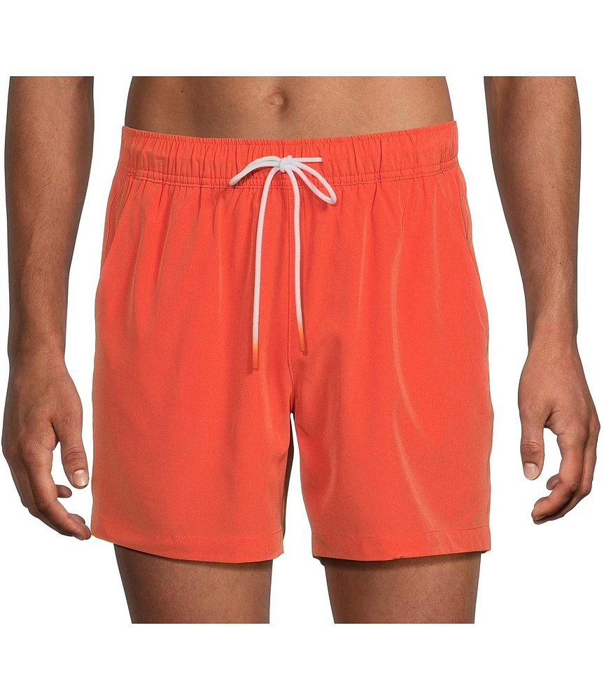 Caribbean Big & Tall Palmsway 8#double; Solid Swim Trunks