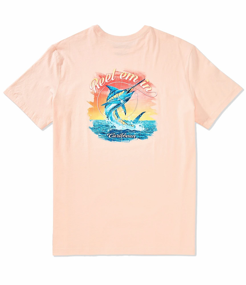 Caribbean Big & Tall Reel Em In Short Sleeve Graphic T-Shirt
