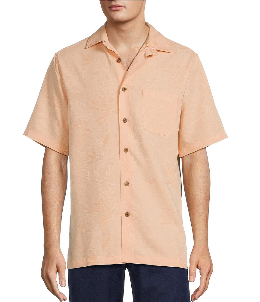 Caribbean Bird of Paradise Textured Short Sleeve Woven Shirt