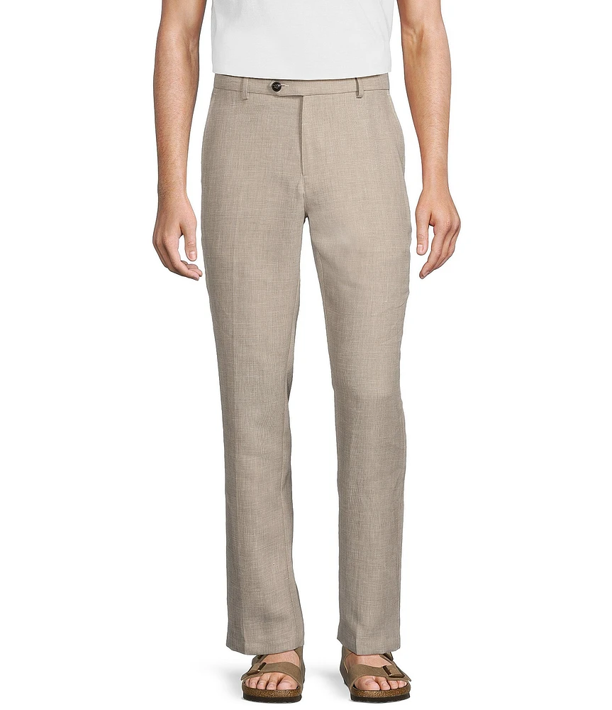 Caribbean Classic Fit Flat Front Fancy Linen Pants