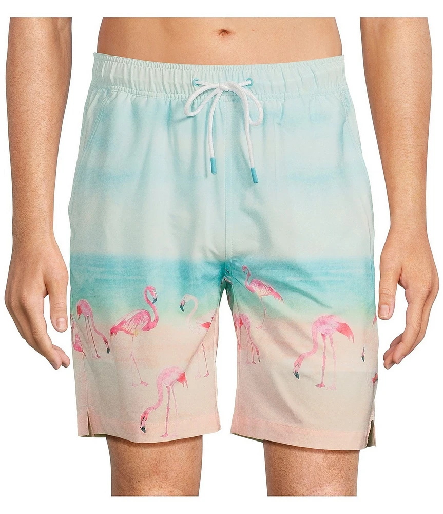 Caribbean Coastal Flamingo 8#double; Inseam Swim Trunks