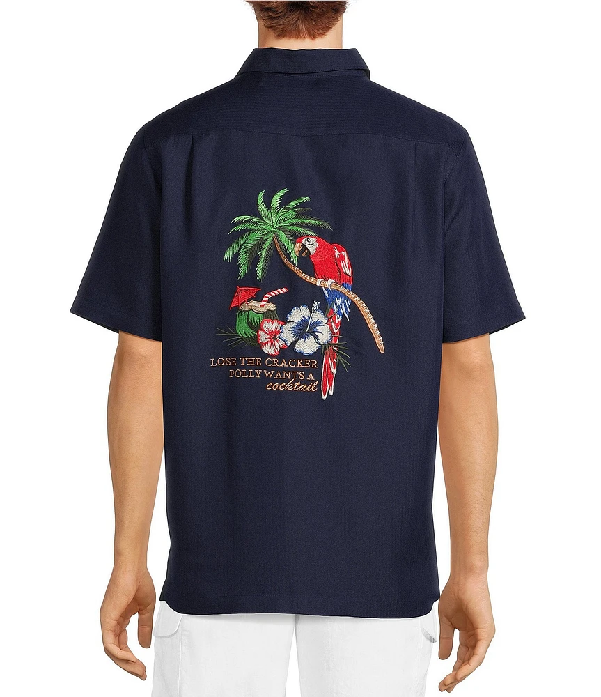 Caribbean Embroidered Short Sleeve Woven Shirt