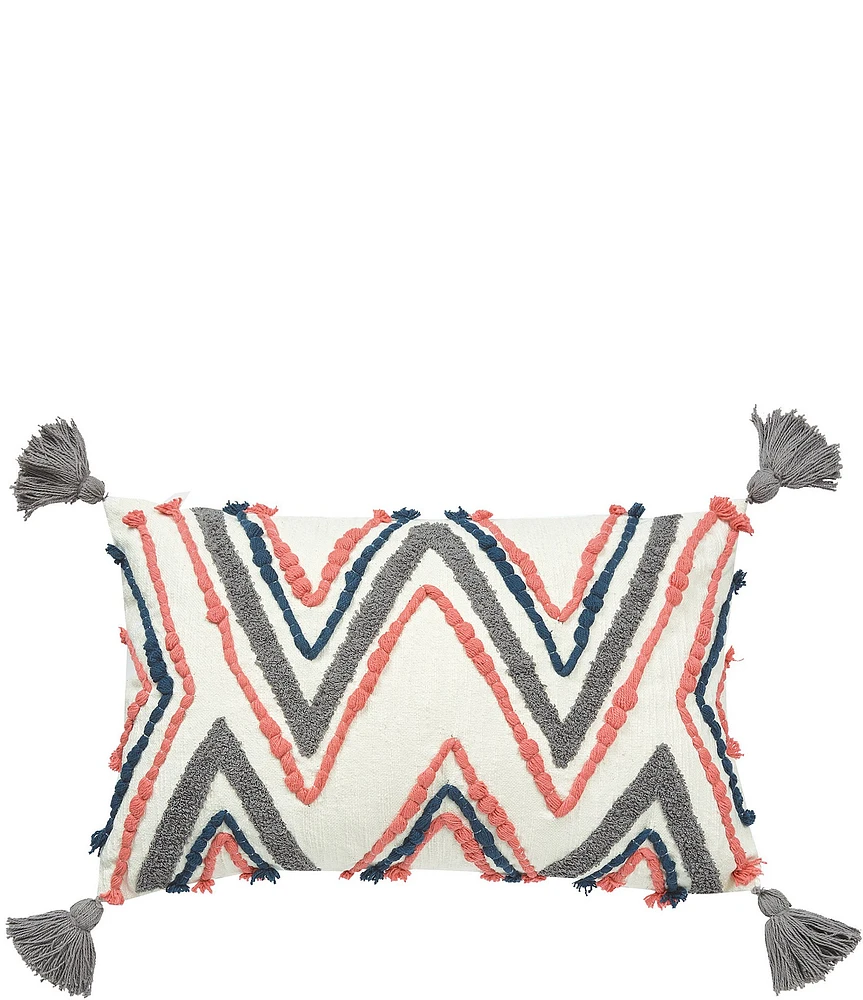 carol & frank Austin Textured Chevron Pattern Tassel Decorative Throw Pillow