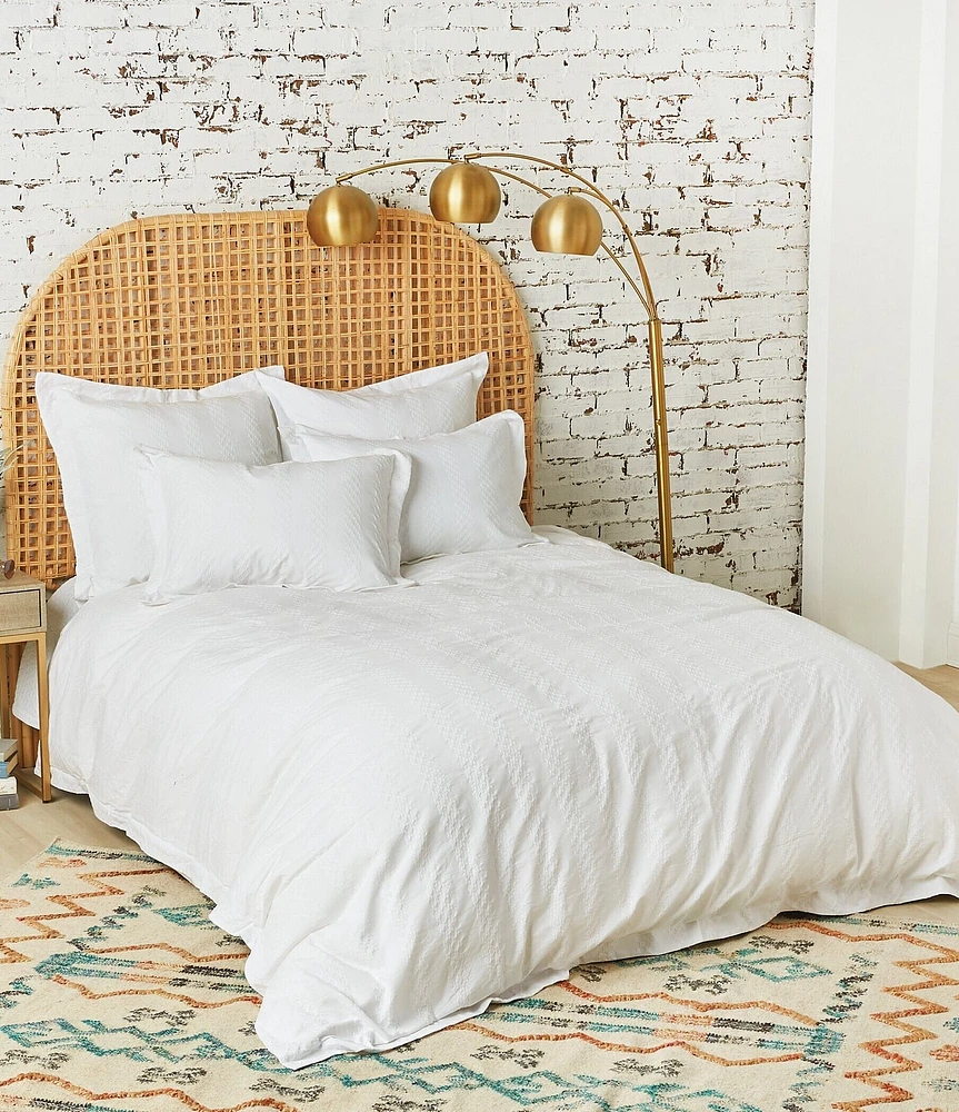 carol & frank Keller Woven Rattan-Inspired Textured Vertical Stripe Duvet Cover