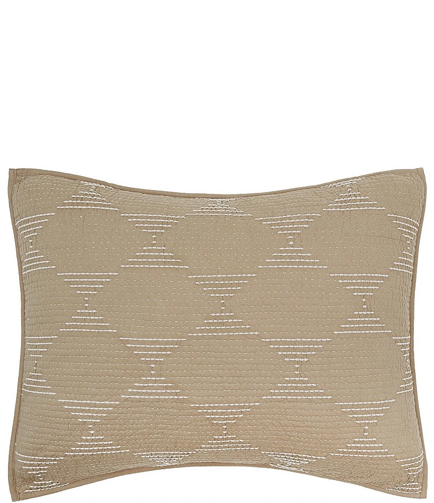 carol & frank Saunders Kantha Stitch Geometric Pillow Sham