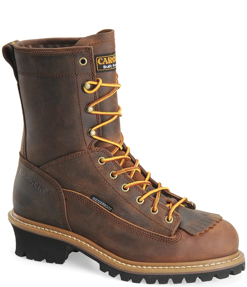 Carolina Men's Spruce Waterproof Leather Fringe Steel Toe Logger Work Boots