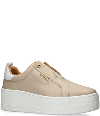 Carvela Connected Laceless Leather Platform Sneakers
