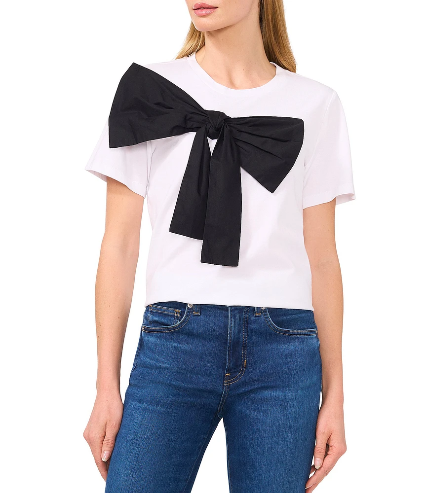 CeCe Crew Neck Short Sleeve Bow Tee
