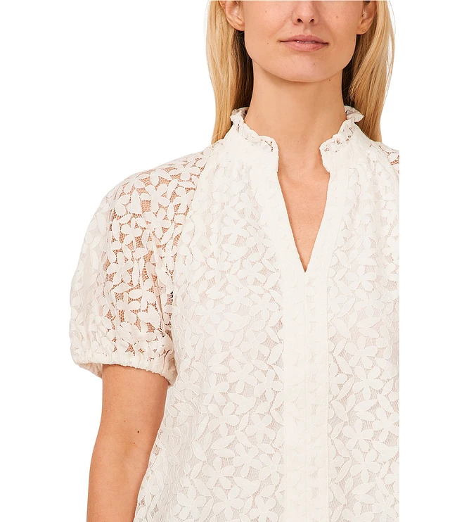 Cece Lace Blouses At Dillards CeCe Lace Ruffle V-Neck Short