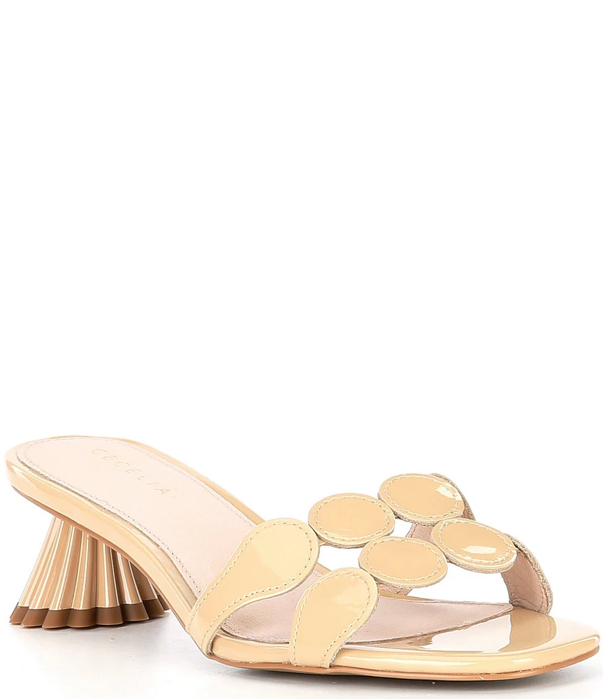 Cecelia New York Bunny Patent Leather Banded Scalloped Dress Slide Sandals