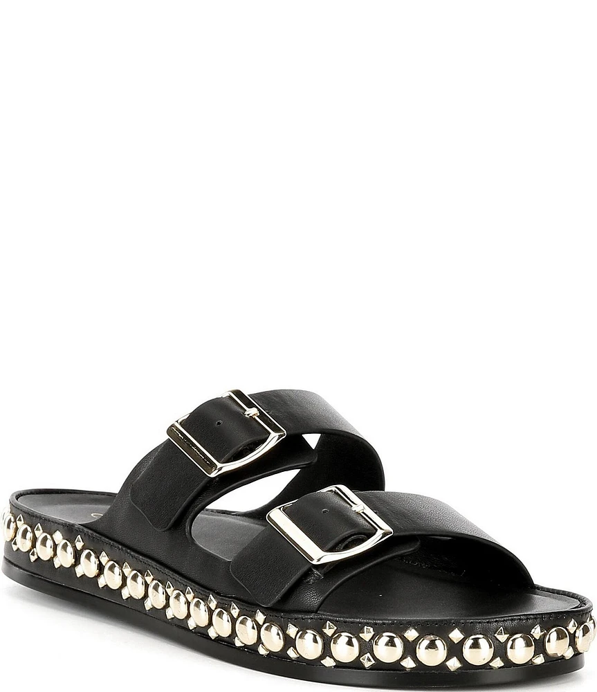 Cecelia New York Emma Studded Leather Double Banded Slide Sandals