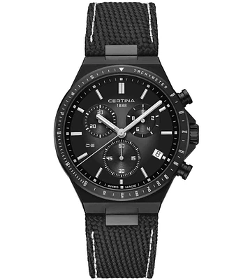 Certina Men's DS-7 Quartz Chronograph Black Strap Watch