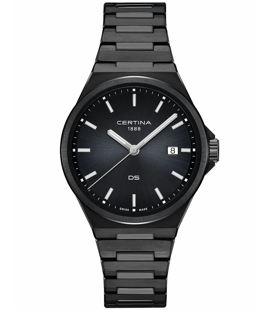 Certina Men's DS-7 Quartz Analog Black Tone Stainless Steel Bracelet Watch