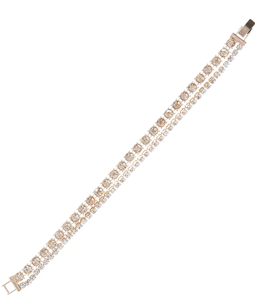 Cezanne Champagne Double Row Rhinestone Line Bracelet