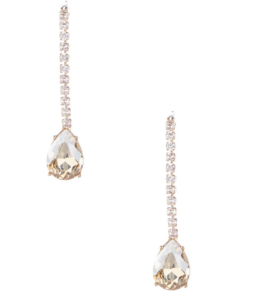 Cezanne Crystal CZ Rhinestone Champagne Teardrop Linear Earrings