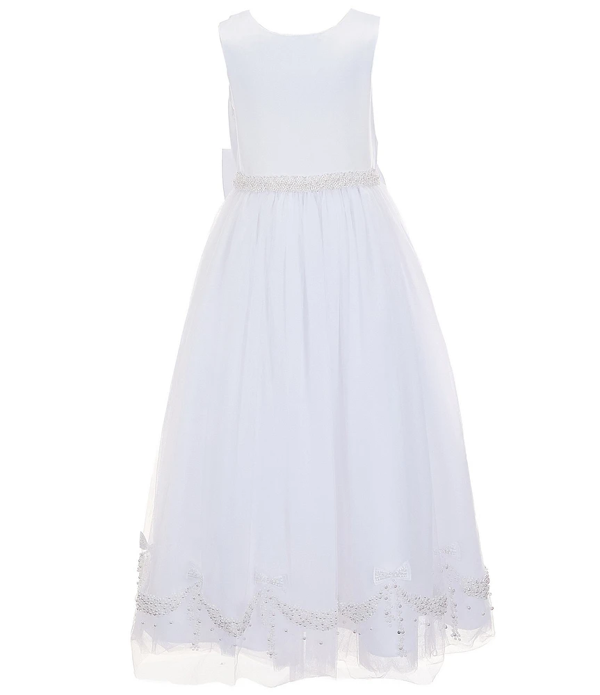 Chantilly Place Big Girls Sleeveless Satin/Mesh-Skirted Ballgown