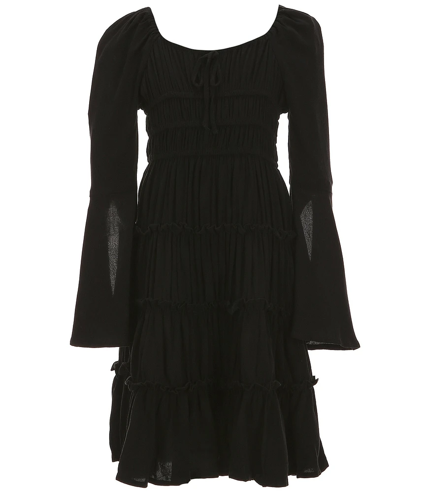 Chelsea & Violet Big Girls Long Flare Sleeves Cupcake Dress