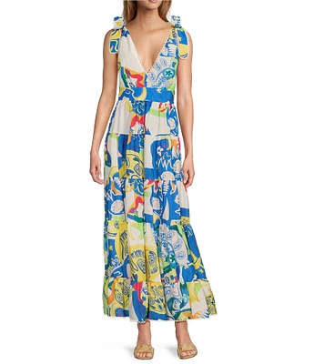Chelsea & Violet Cecily Printed Empire Waist V-Neckline Sleeveless Maxi Dress