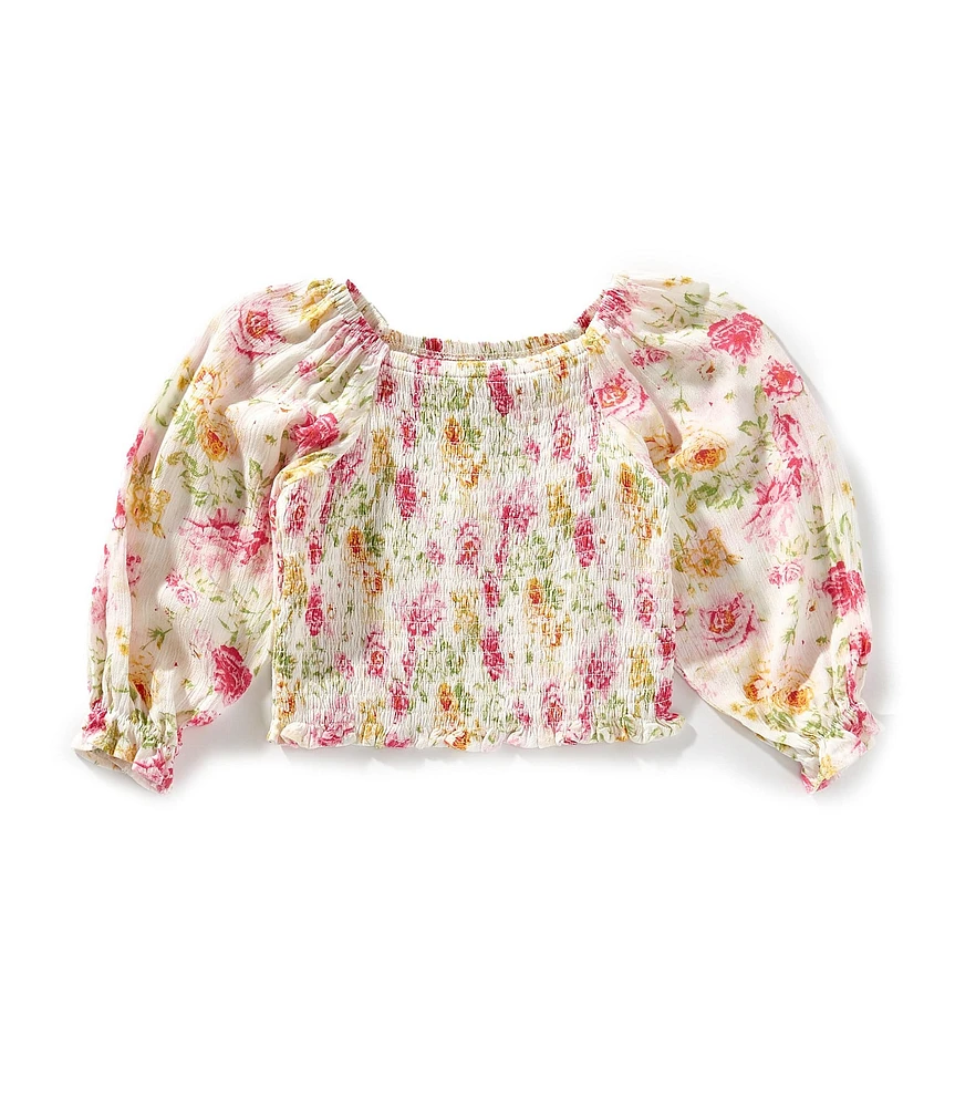 Chelsea & Violet Little Girls Long Sleeve Floral Smocked Top