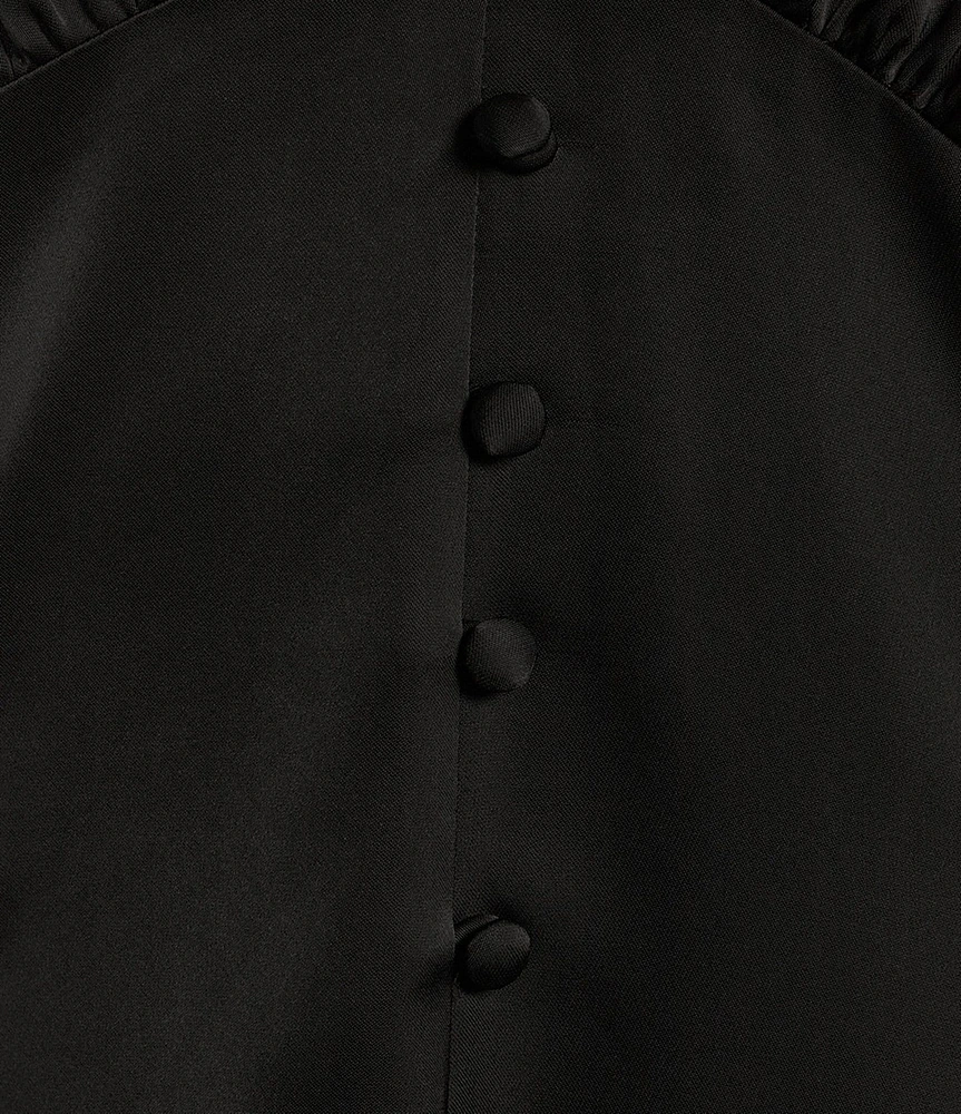 Chelsea & Violet Satin Long Balloon Sleeve Button Front Mini Dress