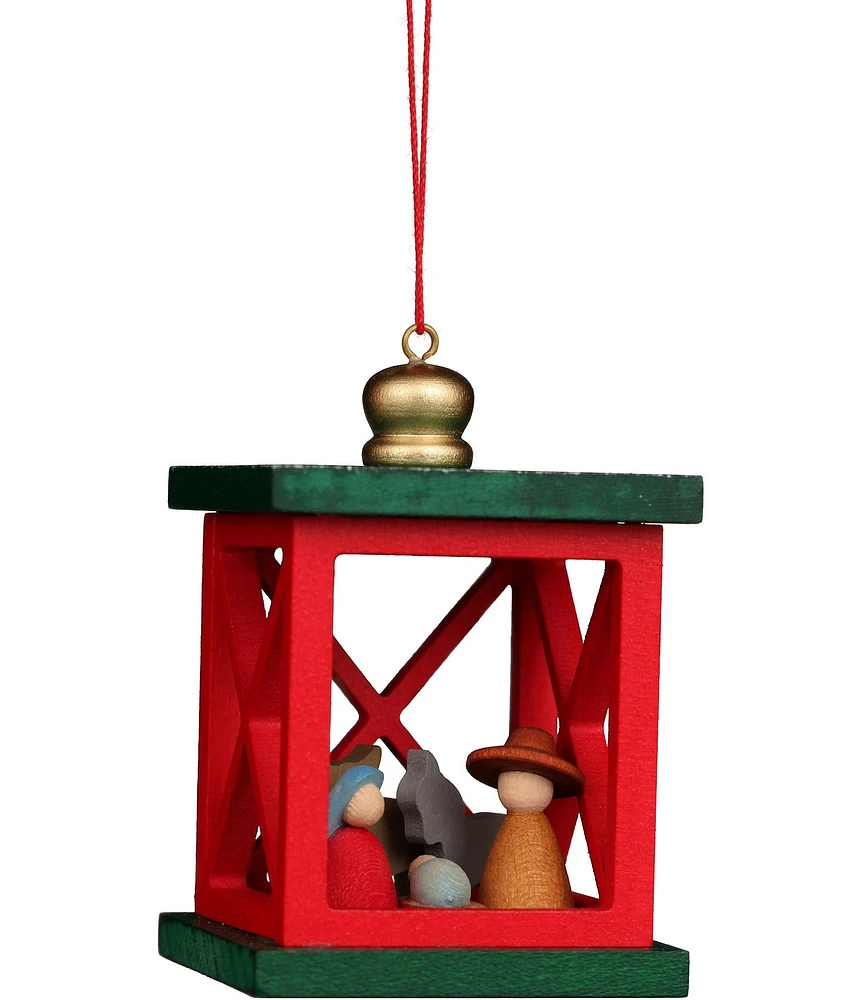 Christian Ulbricht Christmas Lantern with Nativity Scene Wooden Tree Ornament