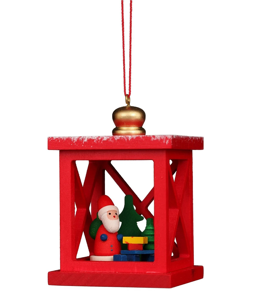Christian Ulbricht Christmas Lantern with Santa Wooden Tree Ornament