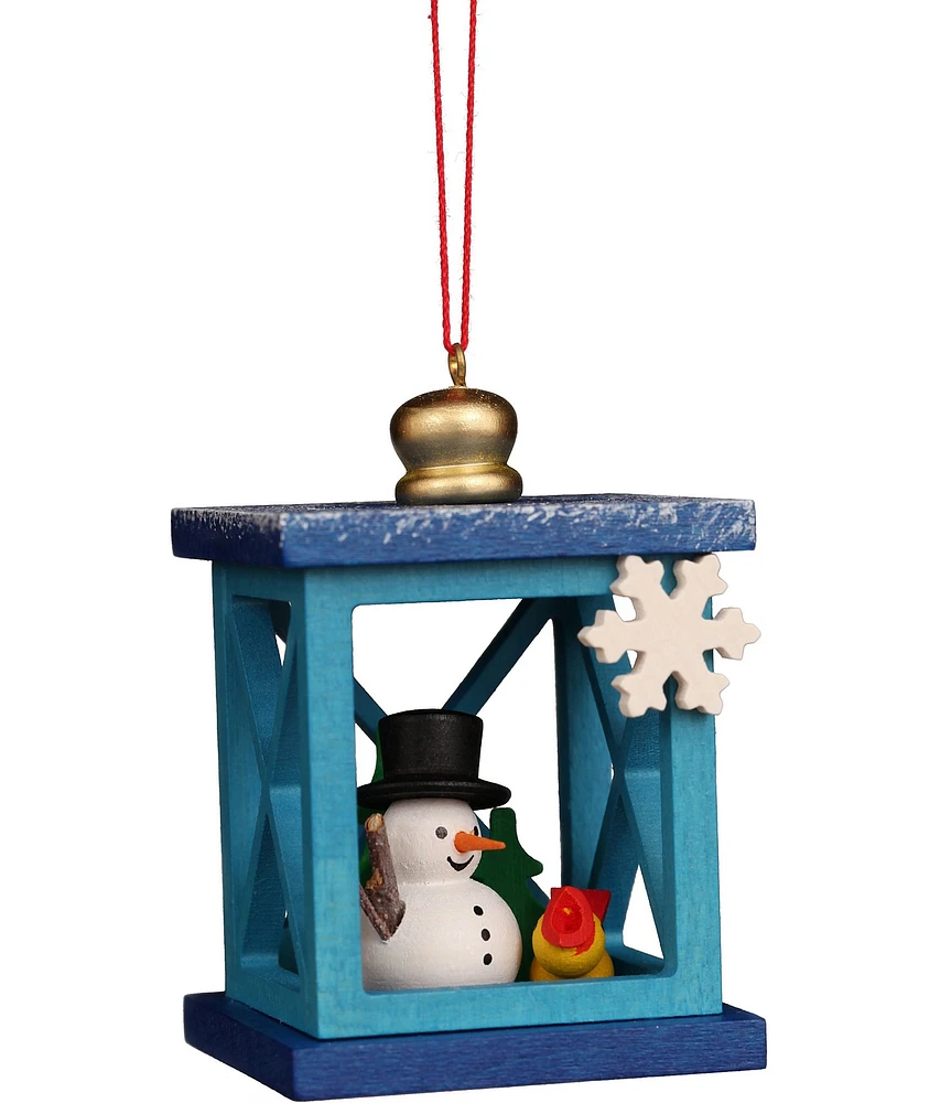 Christian Ulbricht Christmas Lantern with Snowman Wooden Tree Ornament