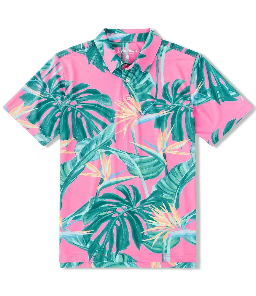 Chubbies Bird Of Paradise Short Sleeve Printed Peformance Polo Shirt