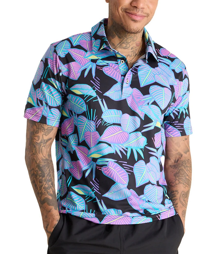Chubbies Fluorescent Funk Short Sleeve Printed Peformance Polo Shirt