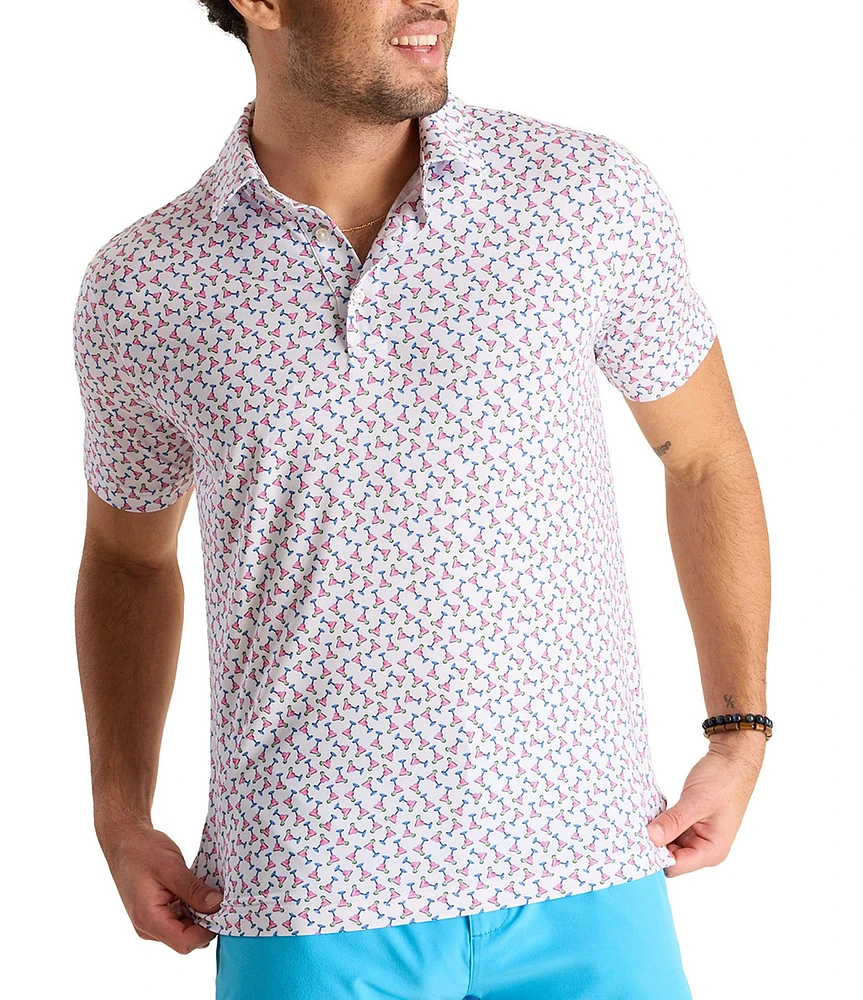 Chubbies Shaken Not Stirred Short Sleeve Printed Peformance Polo Shirt