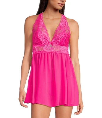 Cinema Etoile Soft Cup Lace and Chiffon Babydoll