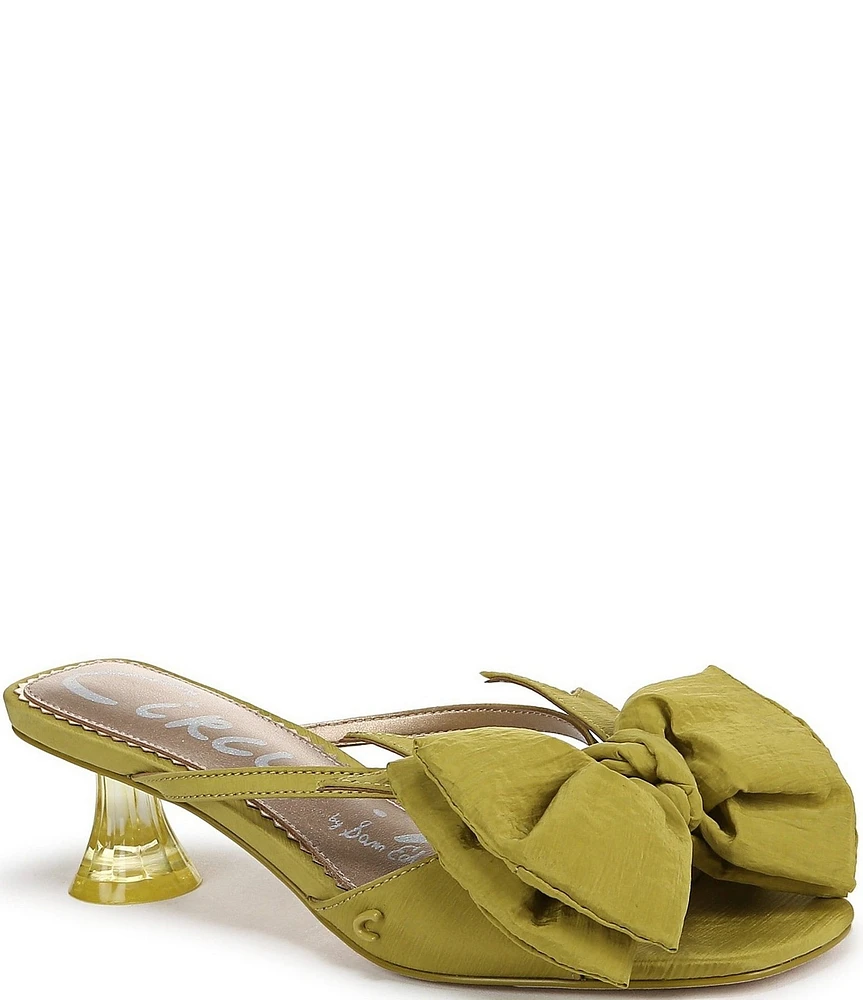 Circus NY by Sam Edelman Natalina Crinkle Satin Bow Kitten Heel Slide Sandals
