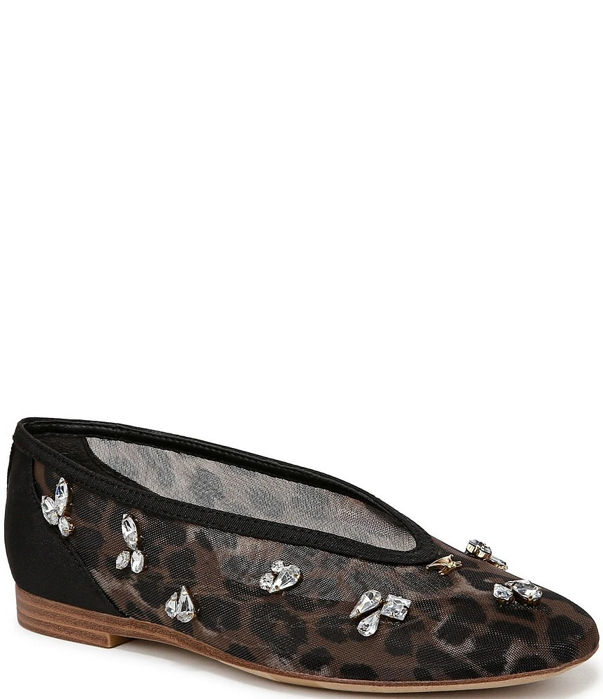 Circus NY by Sam Edelman Tina Leopard Print Mesh Jewel Ornamented Ballet Flats