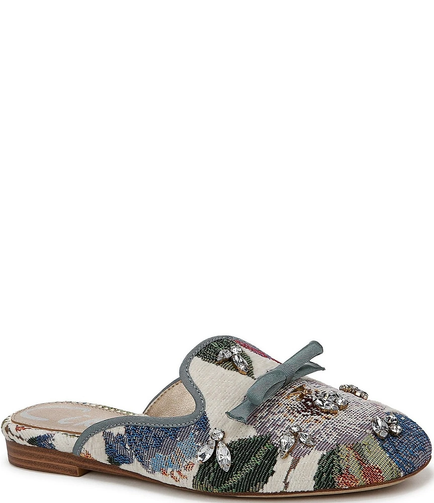 Circus NY by Sam Edelman Trish Floral Jacquard Jewel Ornamented Bow Detail Mules