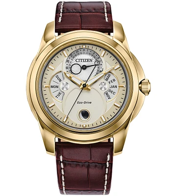 Citizen Men's Calendrier Chronograph Brown Leather Strap Watch