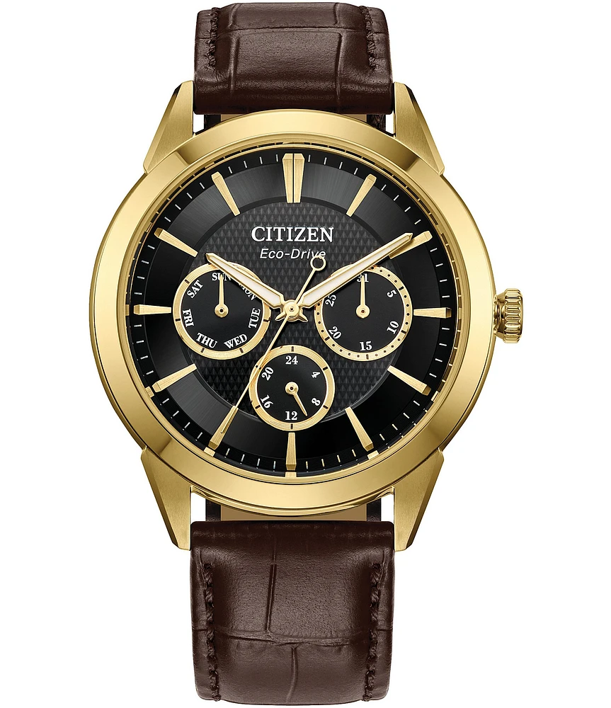 Citizen Men's Classic Eco Wr100 Chronograph Leather Strap Watch