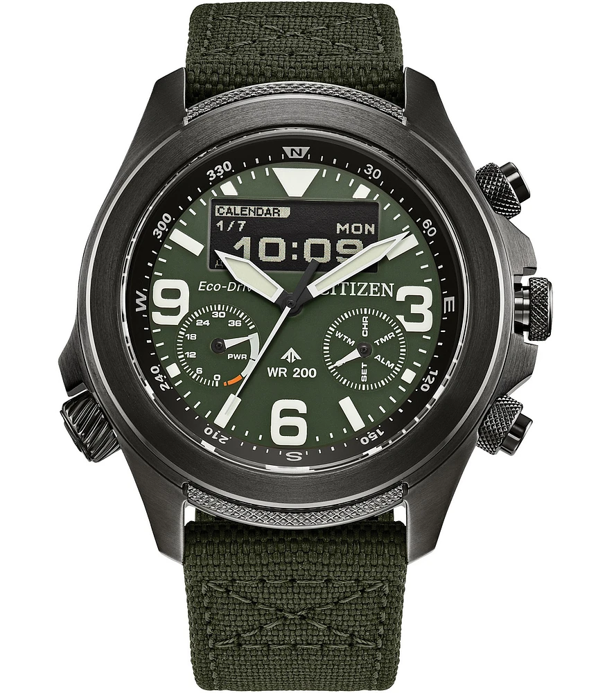 Citizen Men's Eco WR200 Chronograph Green Fabric Strap Watch