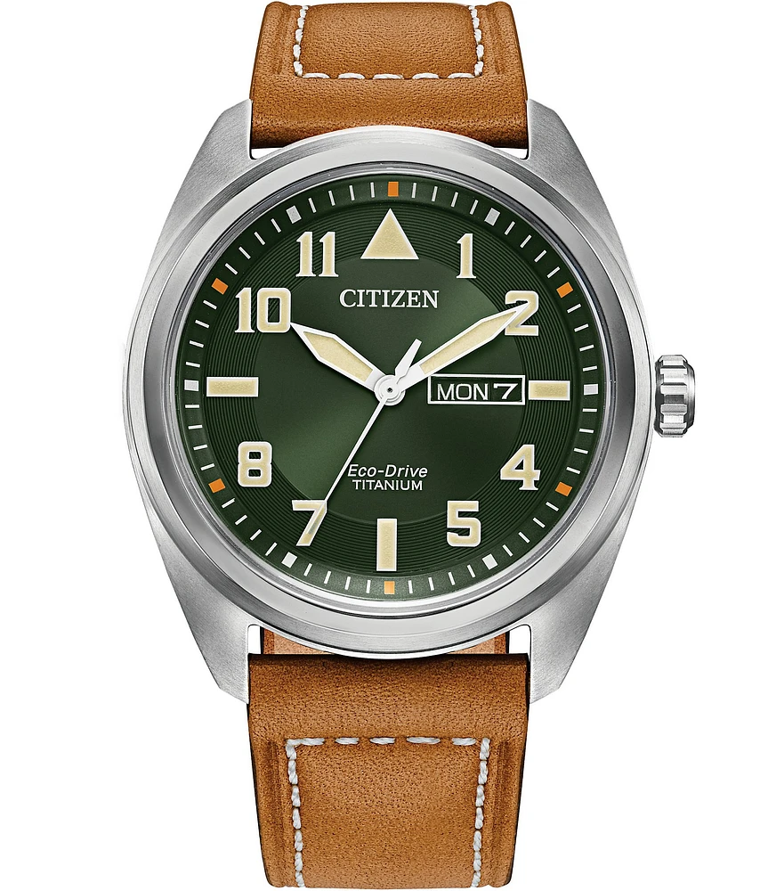 Citizen Men's Garrison Three Hand Brown Leather Strap Watch