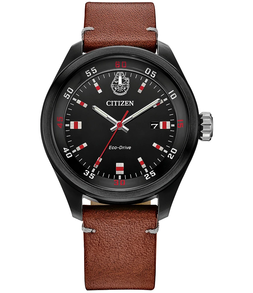 Citizen Men's Star Wars Collection Chewbacca Three Hand Brown Leather Strap Watch
