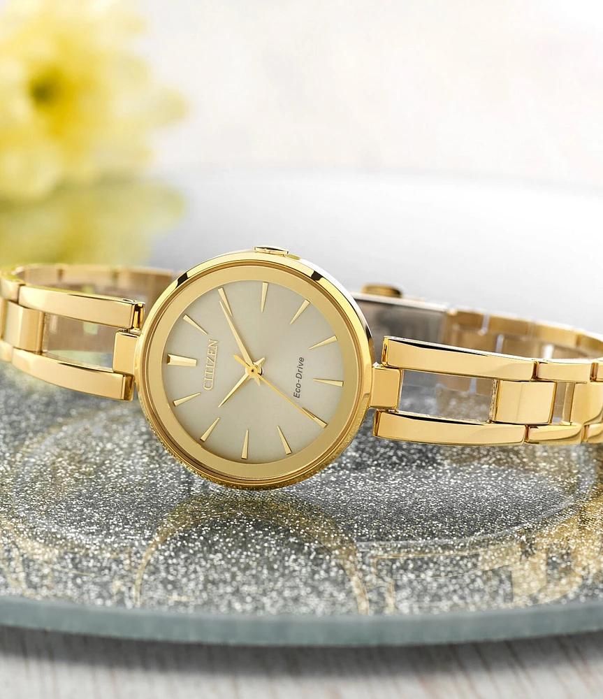 Citizen Women's Axiom Three Hand Gold Stainless Steel Champagne Dial Bracelet Watch