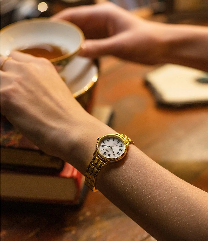 Citizen Women's Classic Coin Edge Three Hand Gold Stainless Steel Bracelet Watch