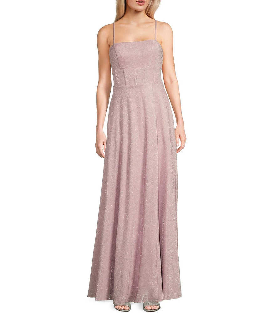 City Vibe Glitter Shine Corset Sleeveless Long Dress