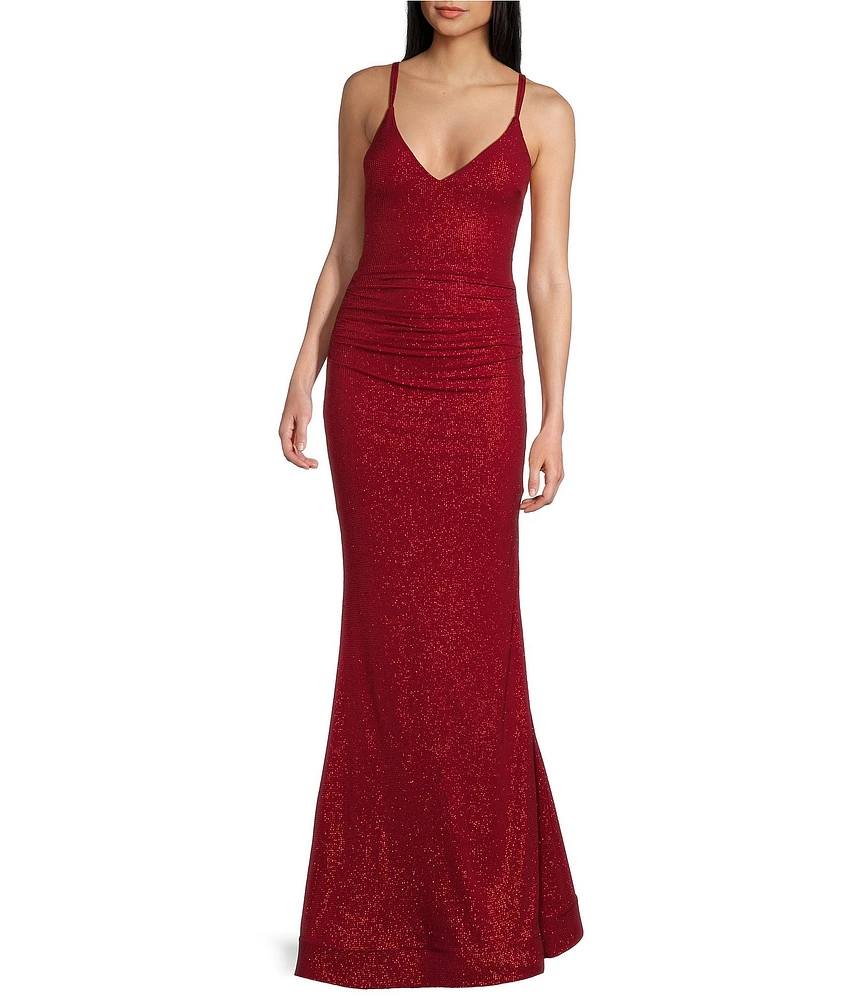 City Vibe Plunge Neck Spaghetti Strap Dress