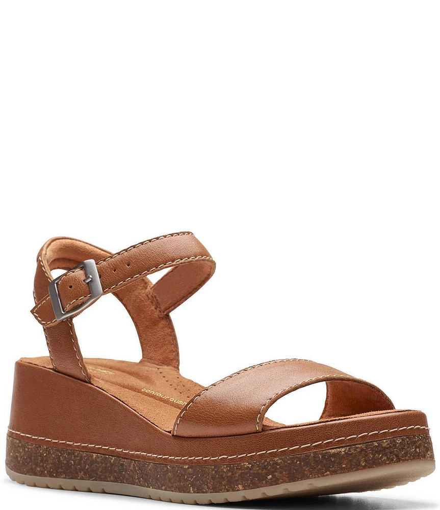 Clarks Artisan Kassanda Lily Leather Platform Wedge Sandals