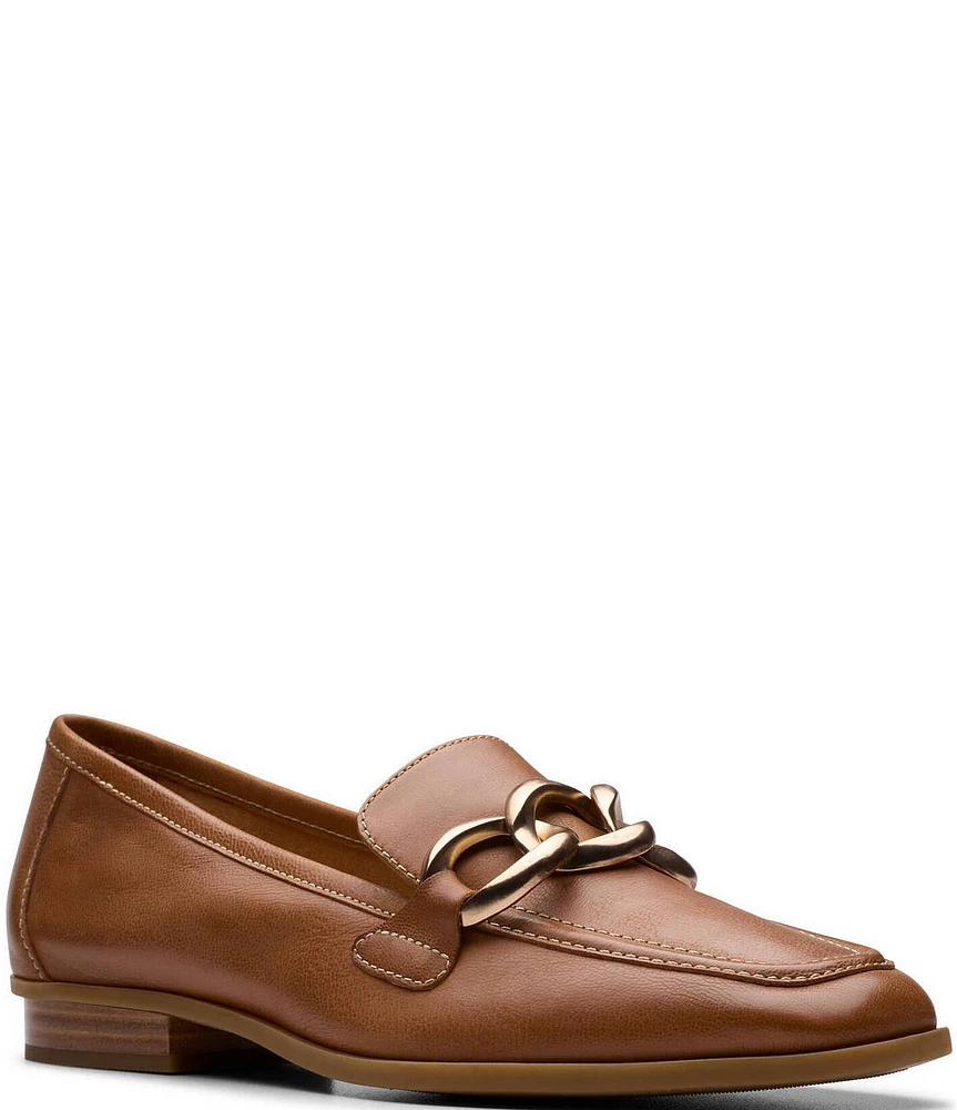 Clarks Artisan Sarafyna Iris Leather Chain Hardware Loafers