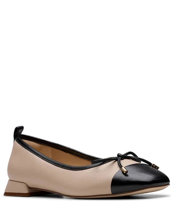 Clarks Signature Ubree 15 Poppy Leather Bow Detail Cap Toe Ballet Flats